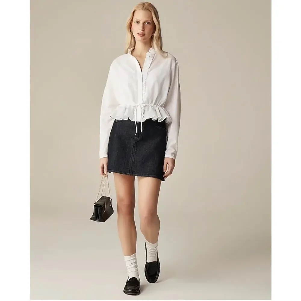 J. Crew Women's Lace-Trim Cinched-Waist Top in Cotton Voile Size Large NWT